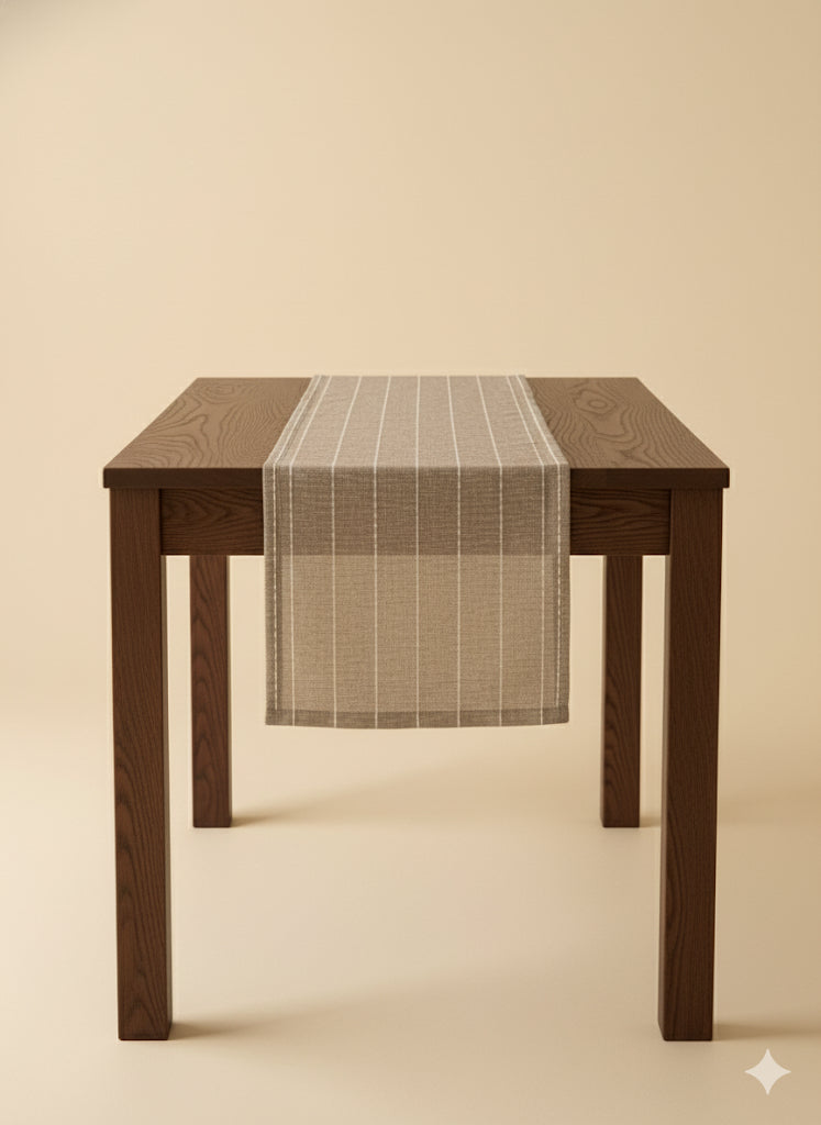 Striped linen blend table runner