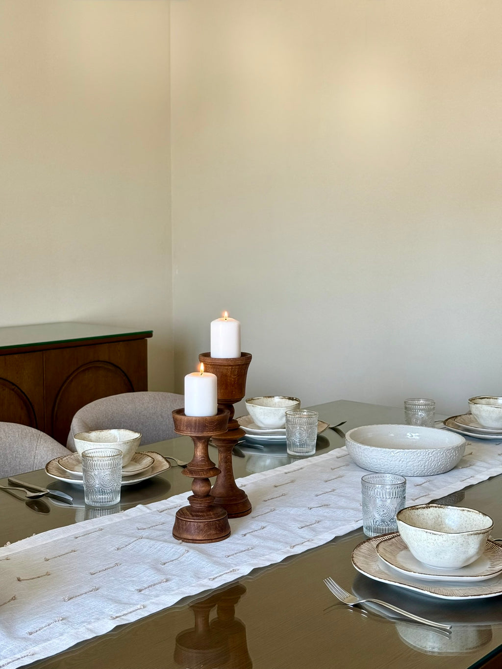 linen blend table runner