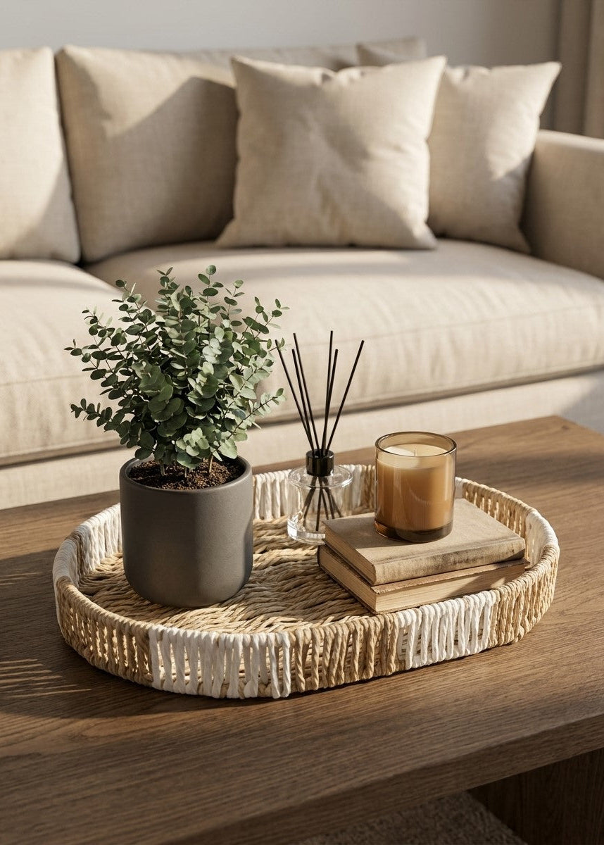 Wicker tray set